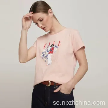 Kvinnors mode tryckt sommar kortärmad t-shirt
